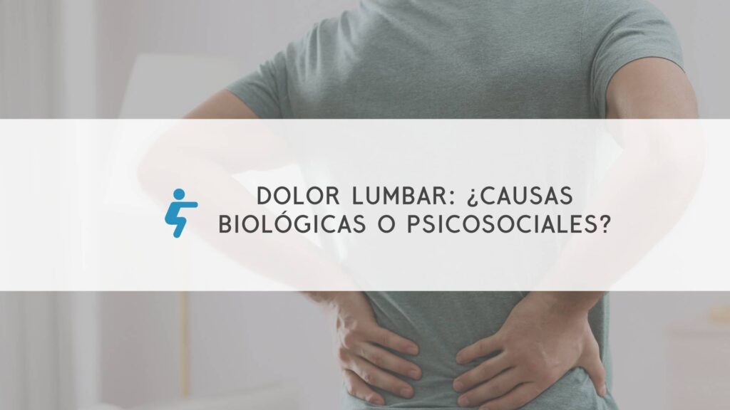 Curso de dolor lumbar representado por una persona con una mano en las lumbares.